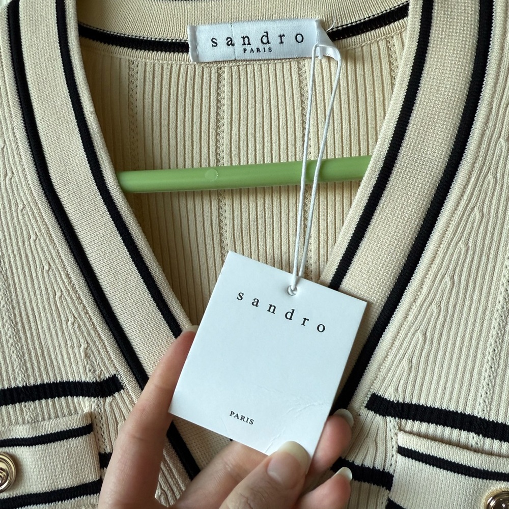 NWT Sandro Stripy Knit Maxi Dress Size L - Picture 10 of 11